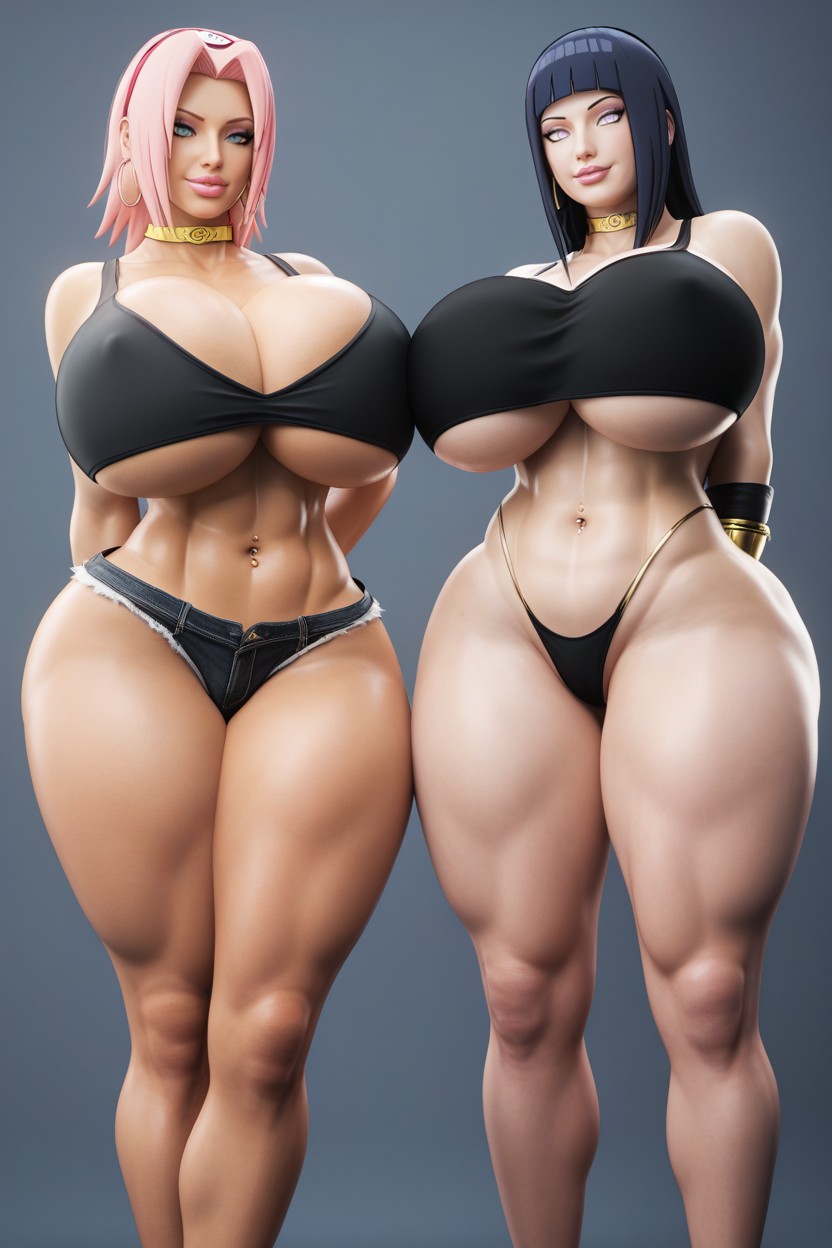 Cleavage, Navel Piercing, Six Pack Abs Hentai AI Porn