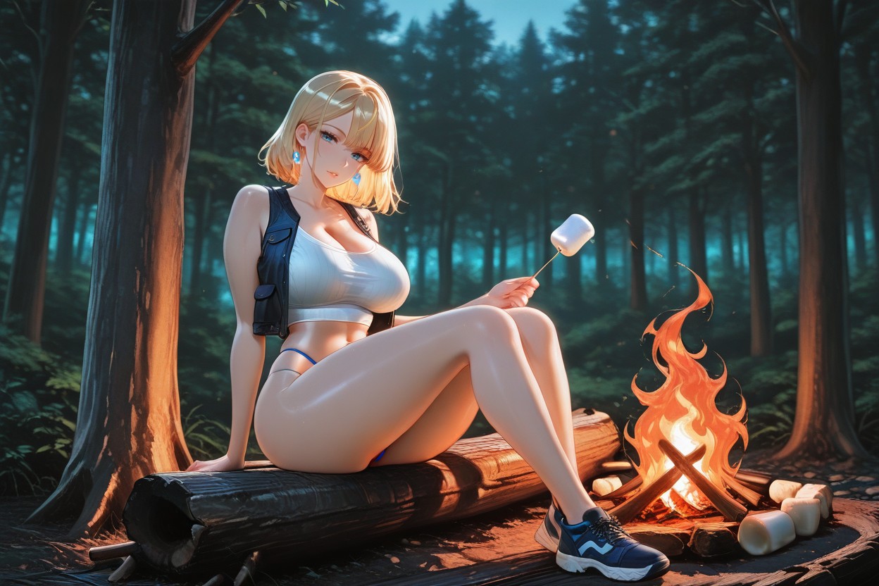 Open Vest, Forest Background, 18+ ヘンタイAIポルノ