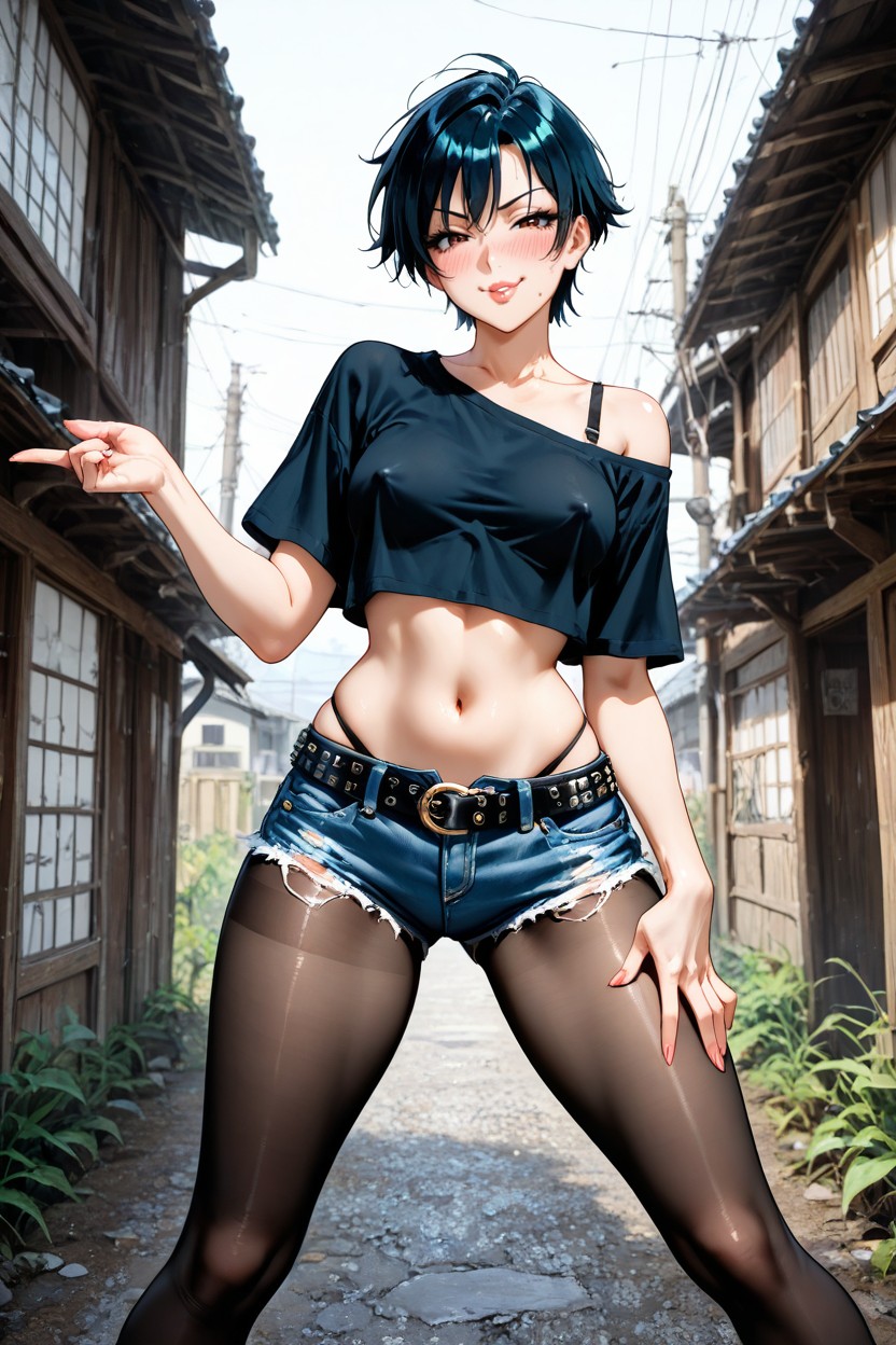 Pantyhose, Rural Village, Studded Belt Hentai AI Porn