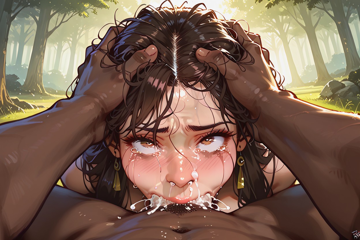 Rolling Eyes, Hair Pulling Top Down, Horny Face Hentai AI Porn