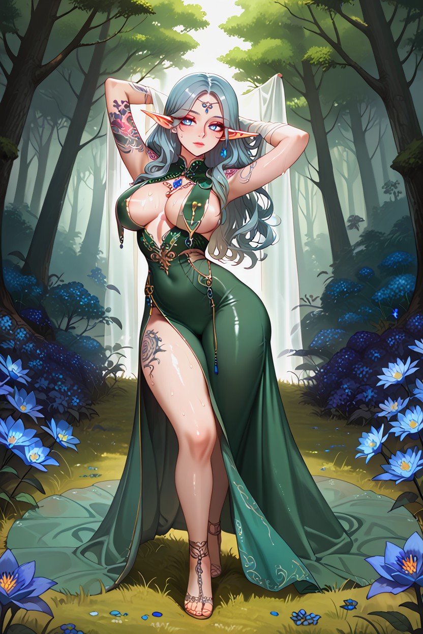 Chitinous Armor Accents, Detailed Blue Eyes, Sharp Cheekbones Hentai AI Porn