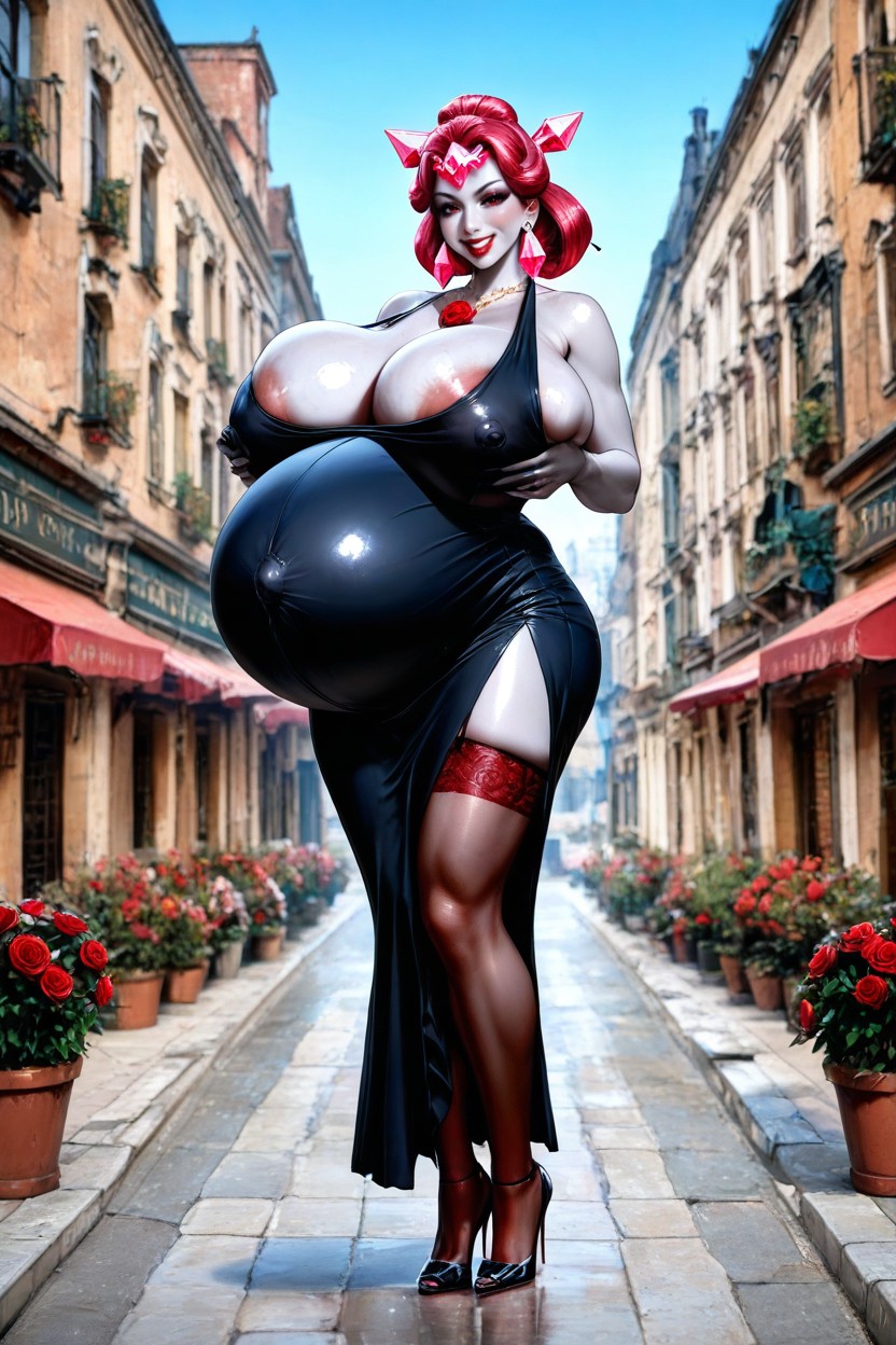 Long Sleeveless Flamenco Dress, Photo Realistic, Diancie Pokemon Hentai AI Porn