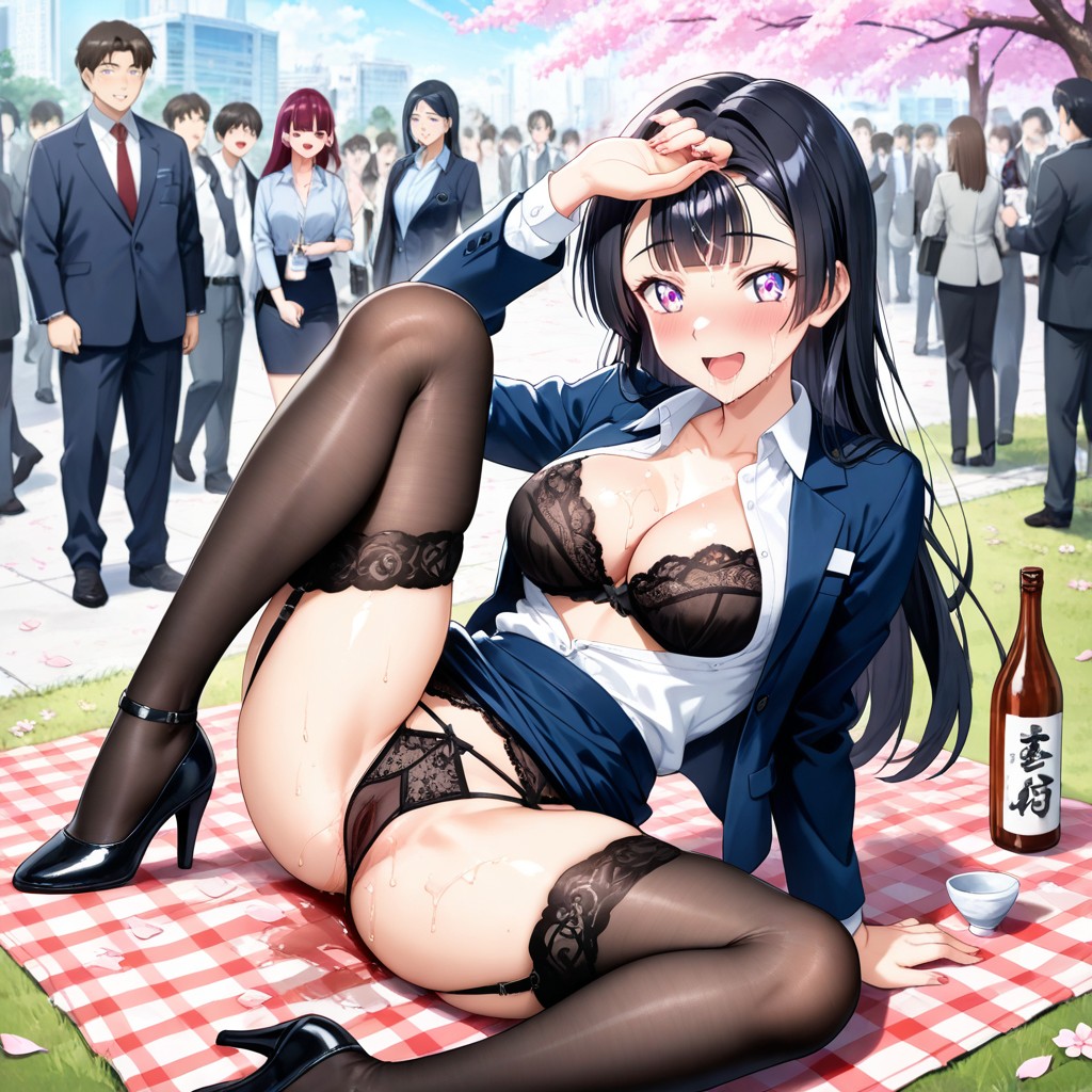 Sitting Down With Legs Spread, 25+, Hanami Hentai AI Porn