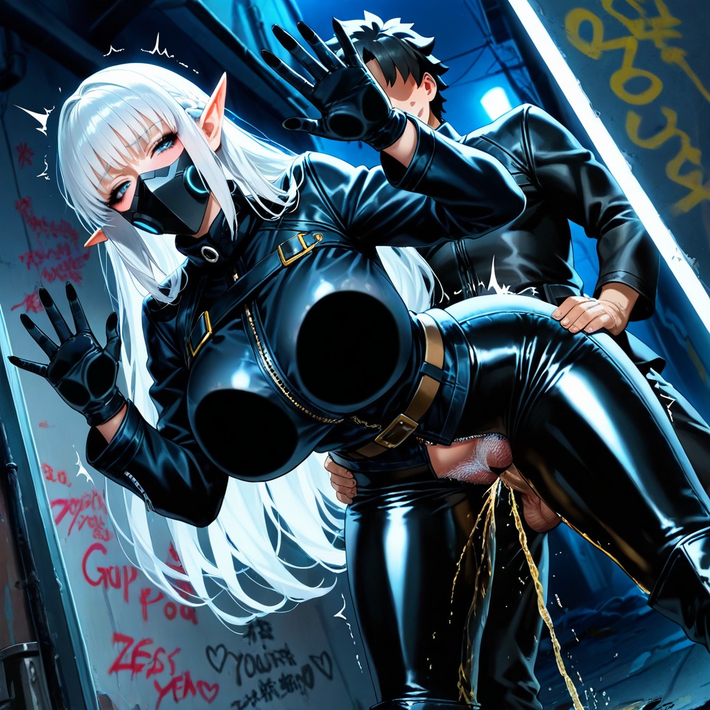 Massive Breast, Heavy Black Eyeliner, Zippers Tight Leather Pants Hentai AI Porn