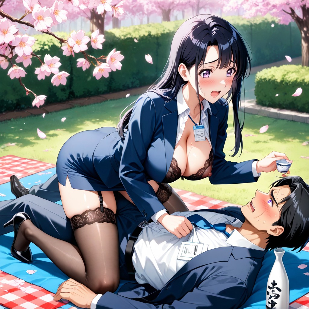 Man Wearing Dark Blue Suit And Pants With White Shirt, No Earrings, Dark Blue Pencil Skirt Hentai AI Porn