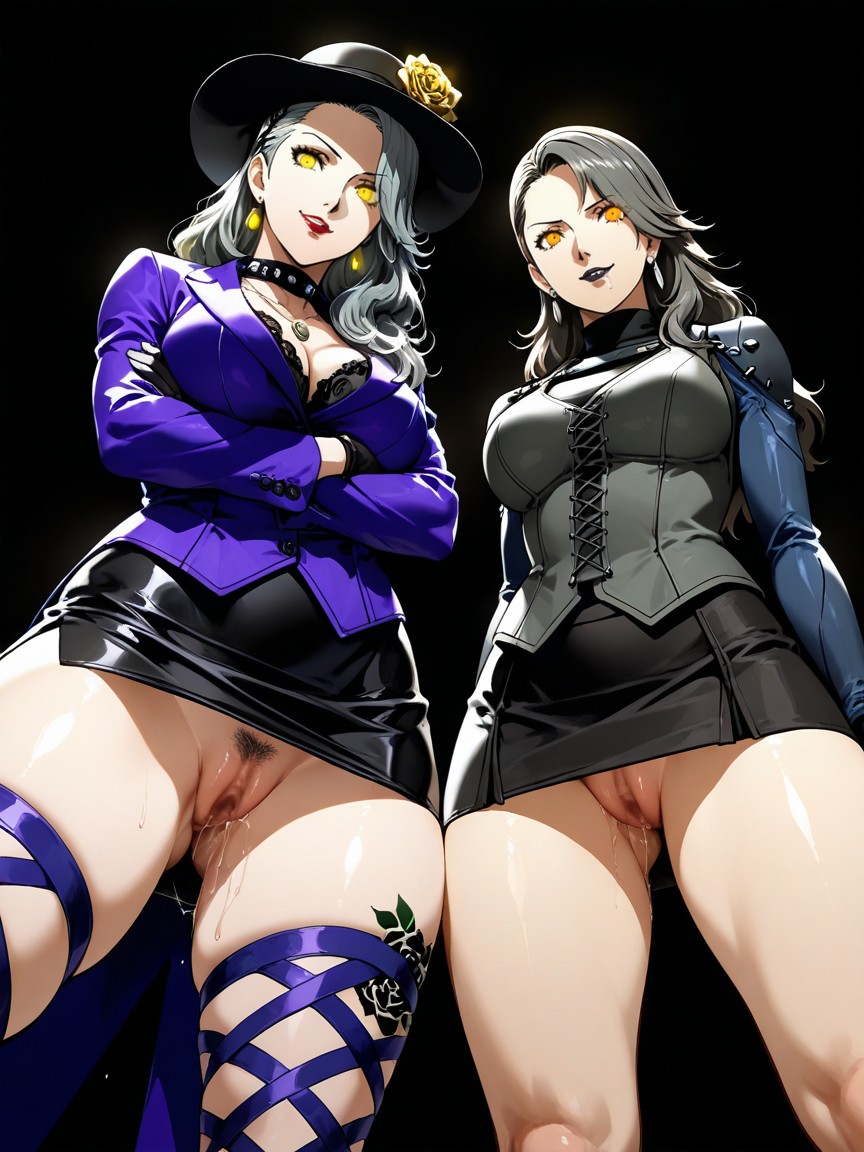 High Resolution, Gray Office Suits, Roses Tattoo Hentai AI Porn