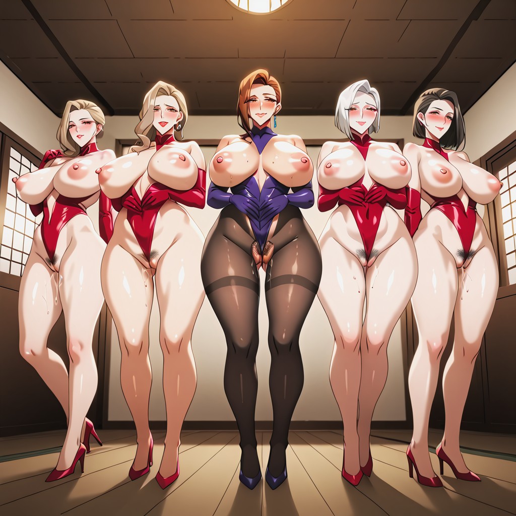Black Pantyhose, Swollen Labia, Full Breast Exposed Hentai AI Porn