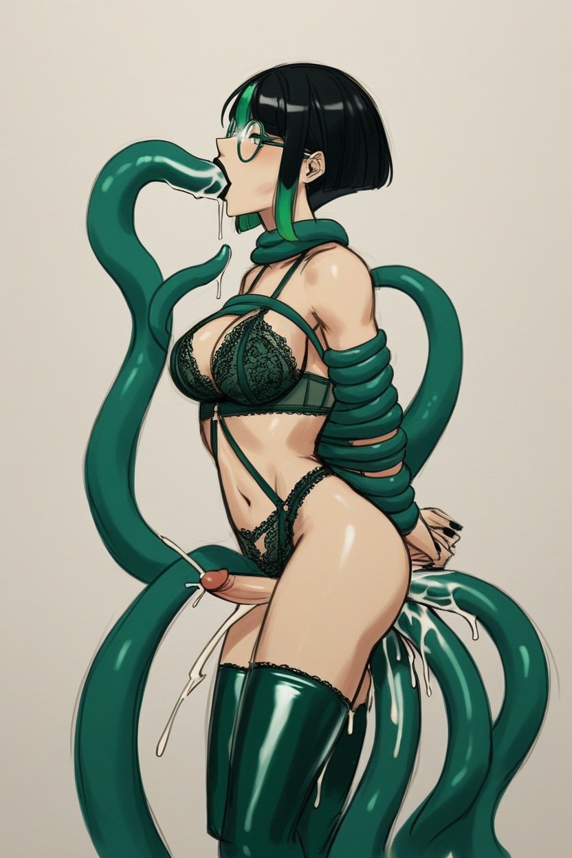 Hands And Legs Surrounded By Tentacles, Suspended By Tentacles, Biggest Ejaculation In The World's Pussy Hentai AI Porn