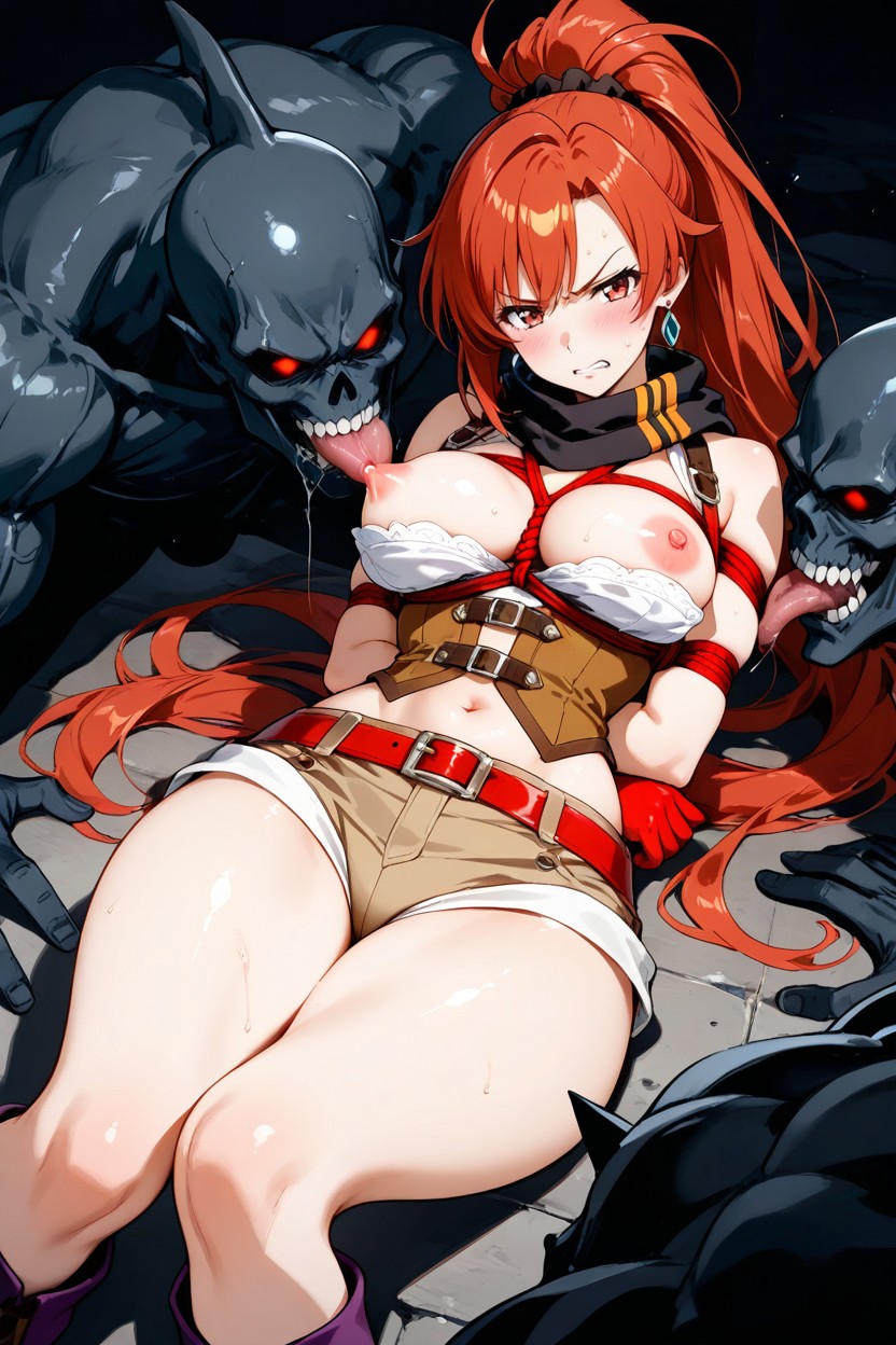 Medium Ass, Angry, Red Hair High Ponytail Hentai AI Porn