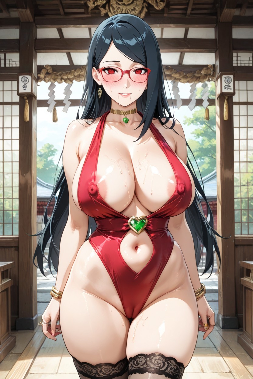 Large Buttocks, Emerald Heart Choker, Large Breasts Hentai AI Porn