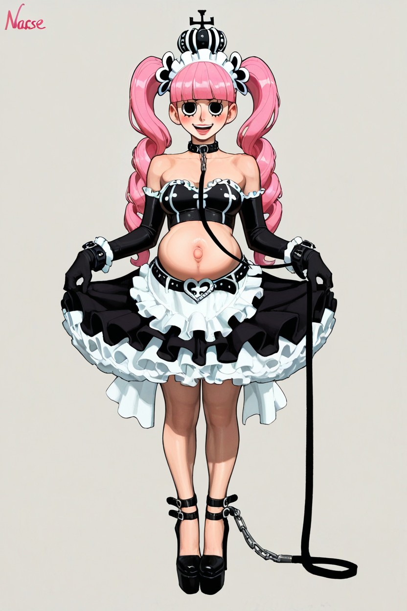 Close-up Pussy, Double Ankle Straps With Silver Buckles, Smug Expression Hentai AI Porn