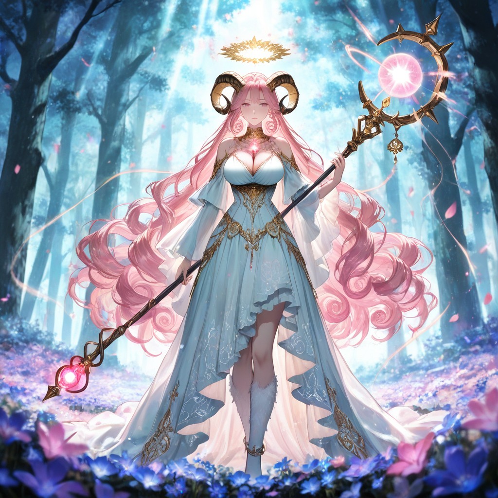 Ram Horns Curving Outward, Cinematic Lighting, Fantasy Realism Hentai AI Porn
