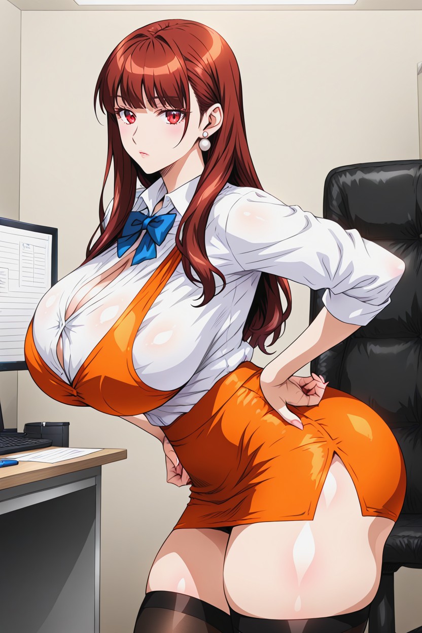 Orange Vest, Side View, White Office Shirt Hentai AI Porn
