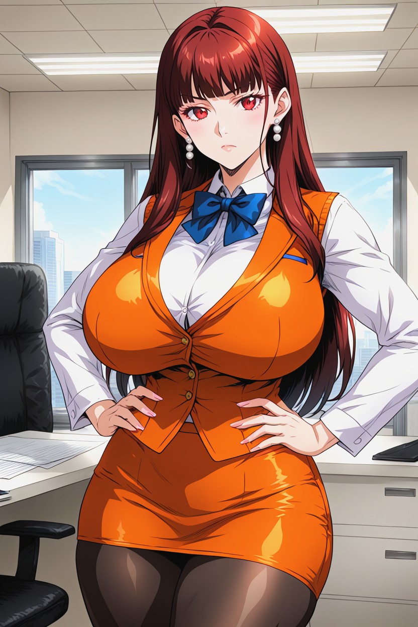 White Skin, Pearl Earrings, Blue Bowtie Hentai AI Porn