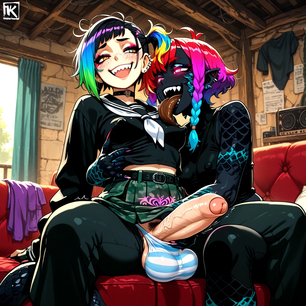 Brown Tongue, Fishnets, Hellhound Hentai AI Porn