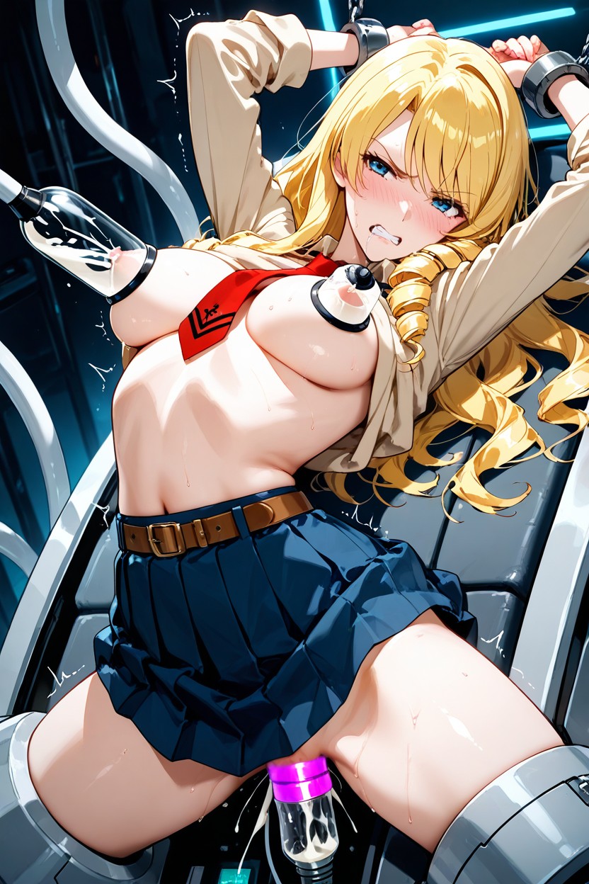 Stationary Restraints, Blonde Hair, Outstretched Arms Hentai AI Porn