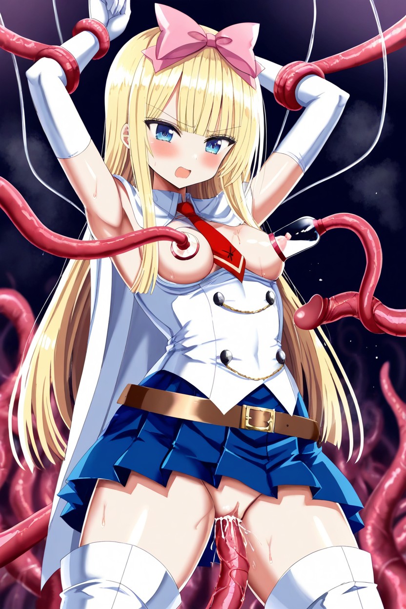 White Thighhigh Boots, Tentacles Grab The Thigh, Tentacles Grabbing Breast Hentai AI Porn