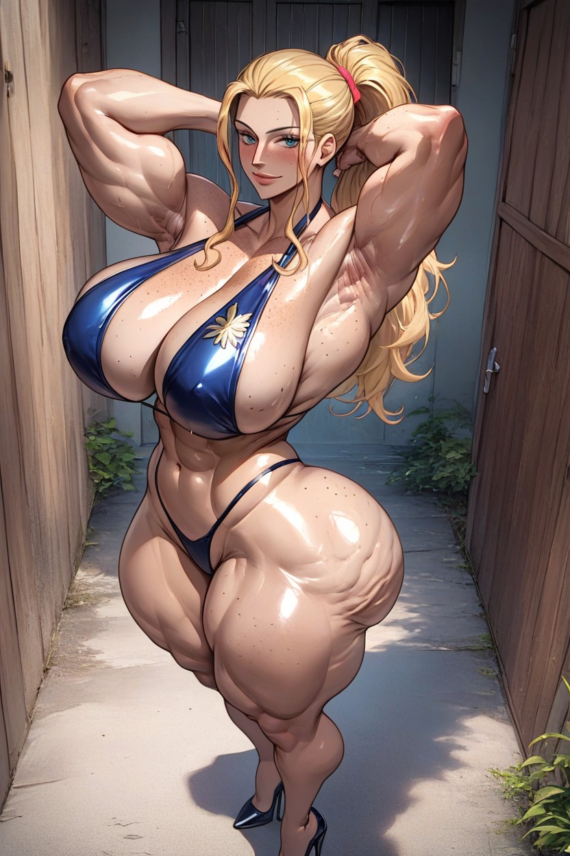 Well-defined Facial Details, Oiled Body, Extremely Large Ass Hentai AI Porn