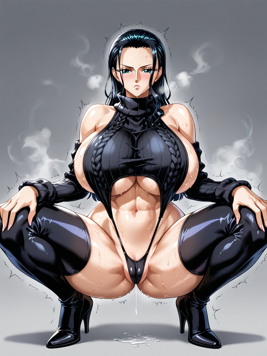 Bored Woman, Grey Background, Official Art Hentai AI Porn