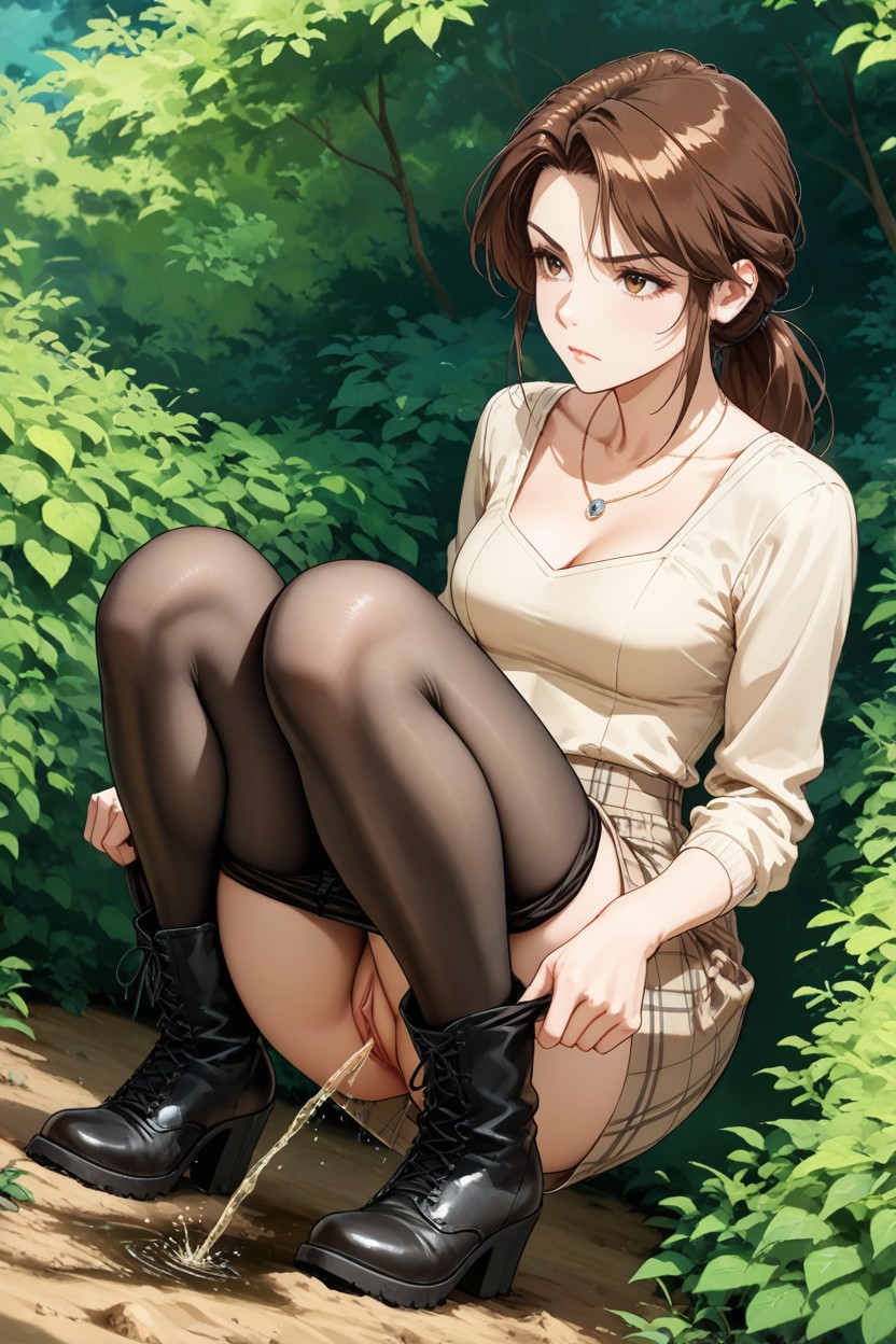 Clay Ground, Dripping Peeing, Inclined To Her Knees Hentai AI Porn