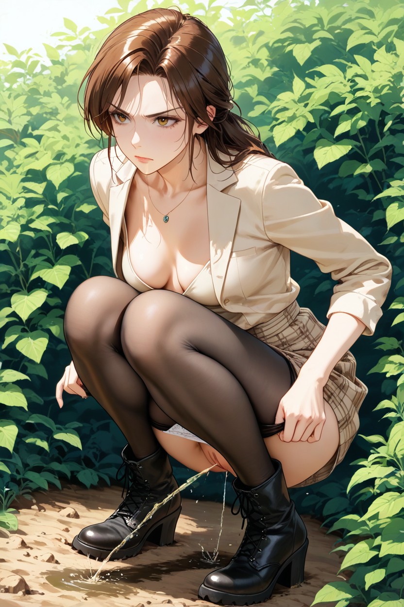 Cute, Knees Together Feet Apart, Small Breasts Hentai AI Porn