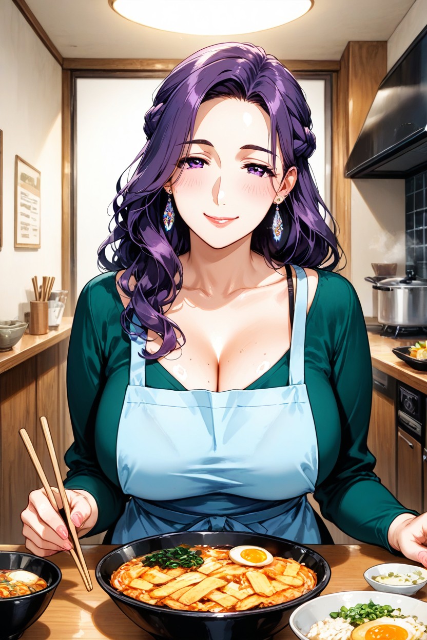 Dark Green Shirt, Forehead, Beautiful Milf Hentai AI Porn
