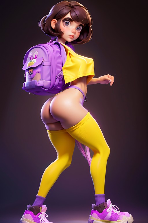 's, Brunette Bob Haircut, Freckle Face Hentai AI Porn
