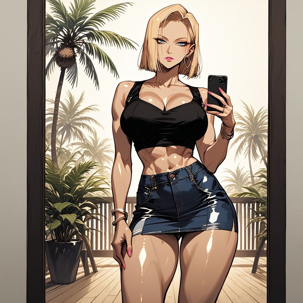 Window With View Of Beach, Rings, Holding Smart Phone Hentai AI Porn