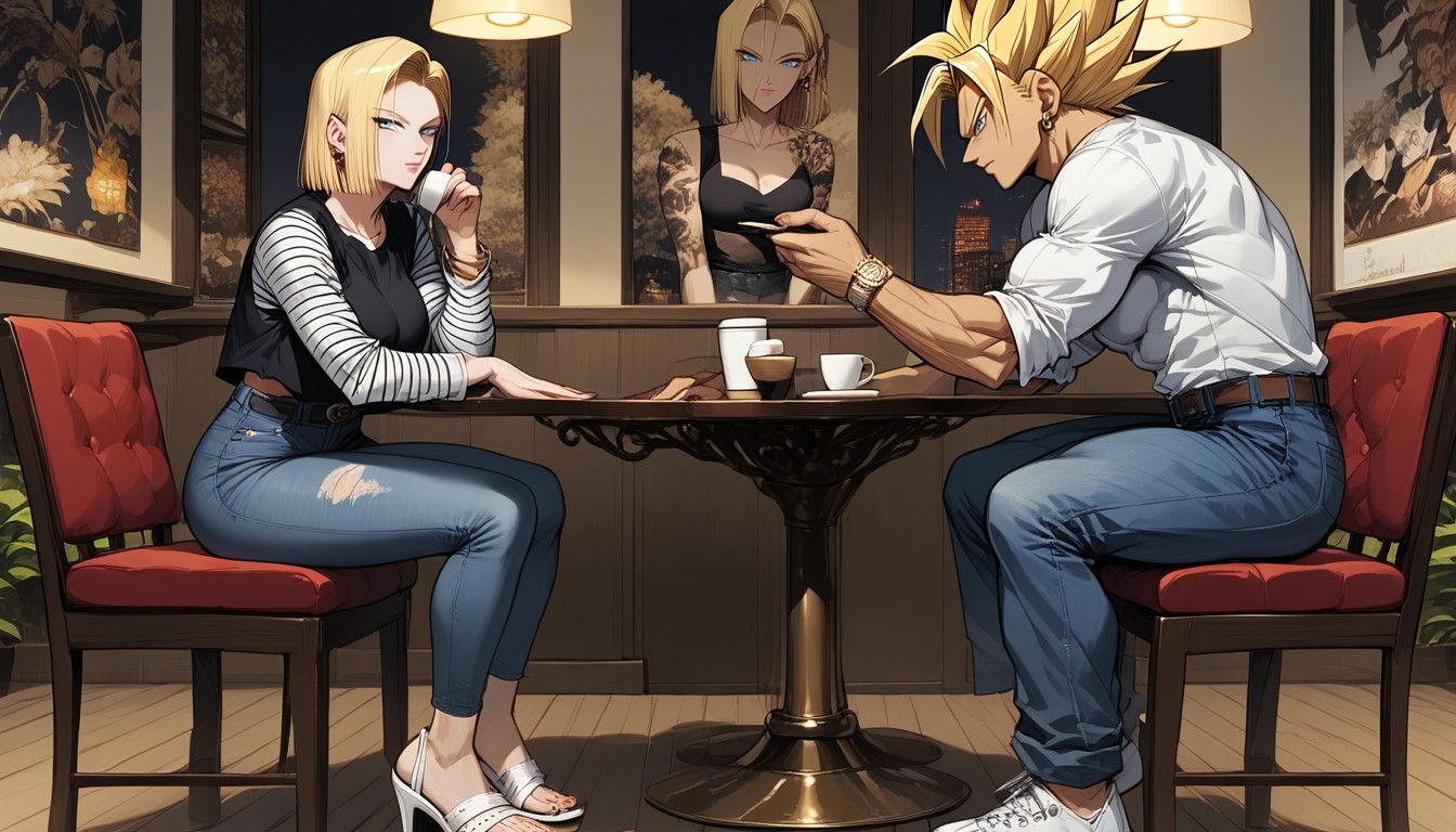 Coffee Shop, Gros Seins, Gohan From Dragonball Z Porno IA Hentai