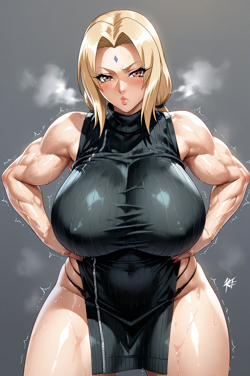 Black Sweater Dress, Eyes Half-closed, Uncensored AI黃漫