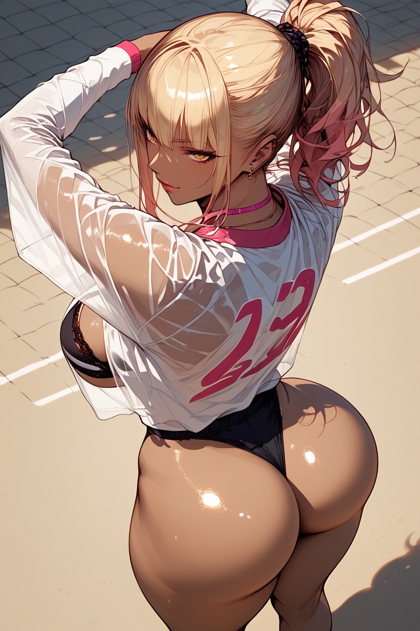 Arms Up, Half Ass View, Gyaru Hentai IA