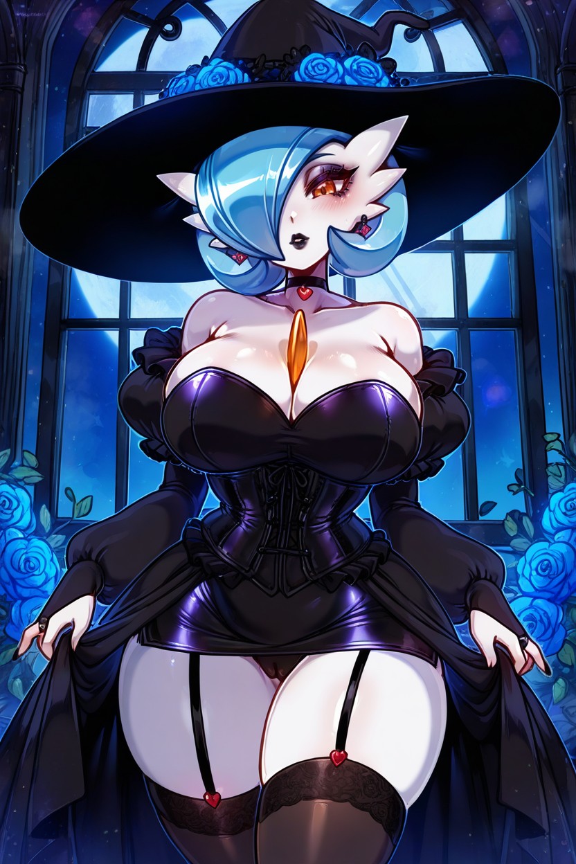Ultra Wide Hips, Black Corset, Black Lipstick Hentai AI Porn