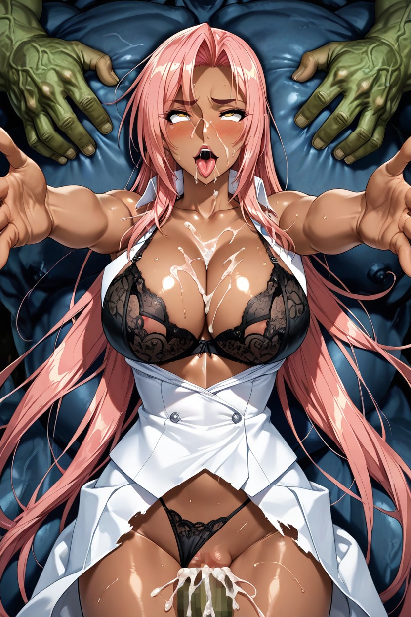 White Taimanin Ingrid Latex Suit, Huge Cock, Dark Skin Hentai AI Porn
