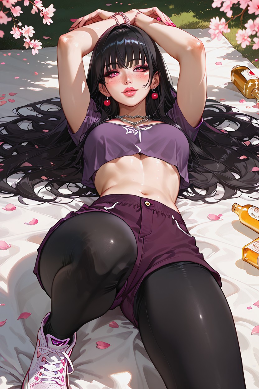 Wearingpurple Crop Top, Perfect Anatomy, Warm Lighting Hentai AI Porn