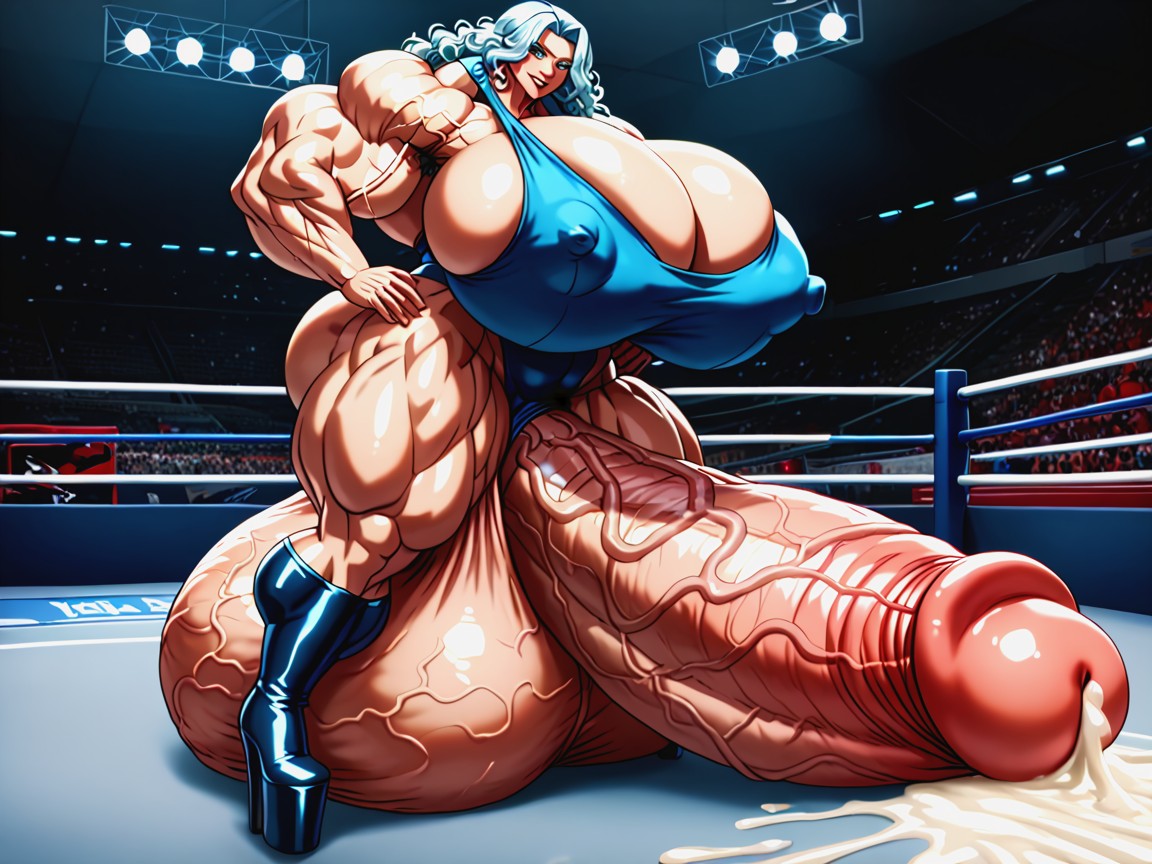 Hyper Gigant Muscles, Hyper Massive Penis, Platform High Heel Boots Hentai AI Porn