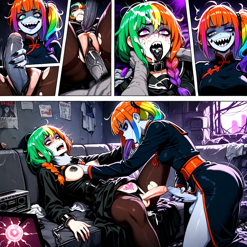 Jade Beauty, Tattoos, Rainbow Hair Hentai AI Porn