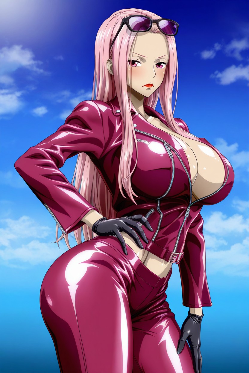 Front Long Hair, Red Lips, Blue Sky Background Hentai AI Porn