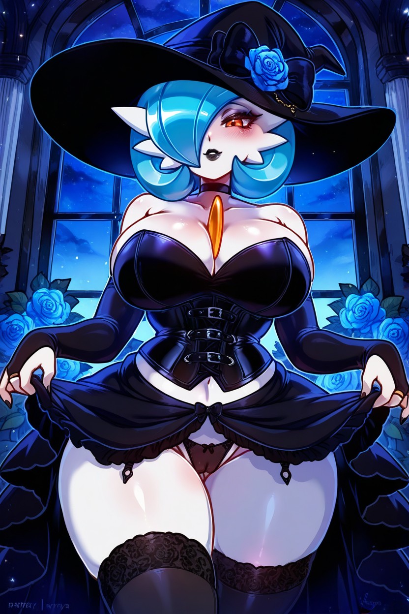 Seductive, Goth Aesthetic, Long Black Wedding Dress Hentai AI Porn