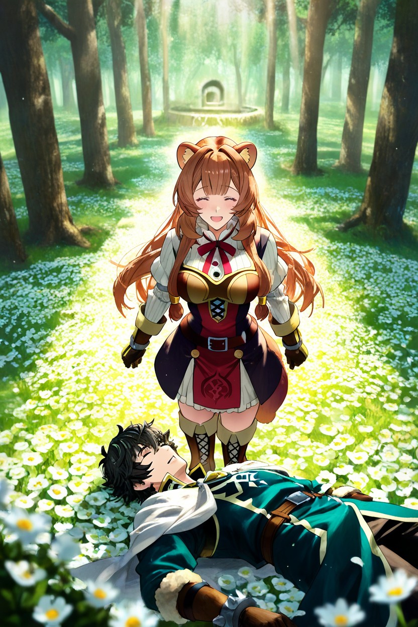 Naofumi And Raphtalia Are Breathing Heavily, Sunlight On Their Faces, In A Beautiful Field Of Flowers Hentai AI Porn