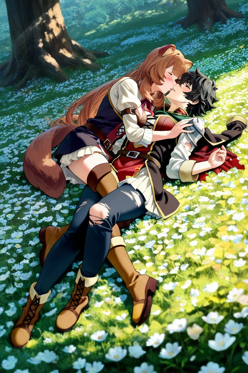 In A Beautiful Field Of Flowers, Raphtalia On Top Of Naofumi, Sunny Hentai AI Porn