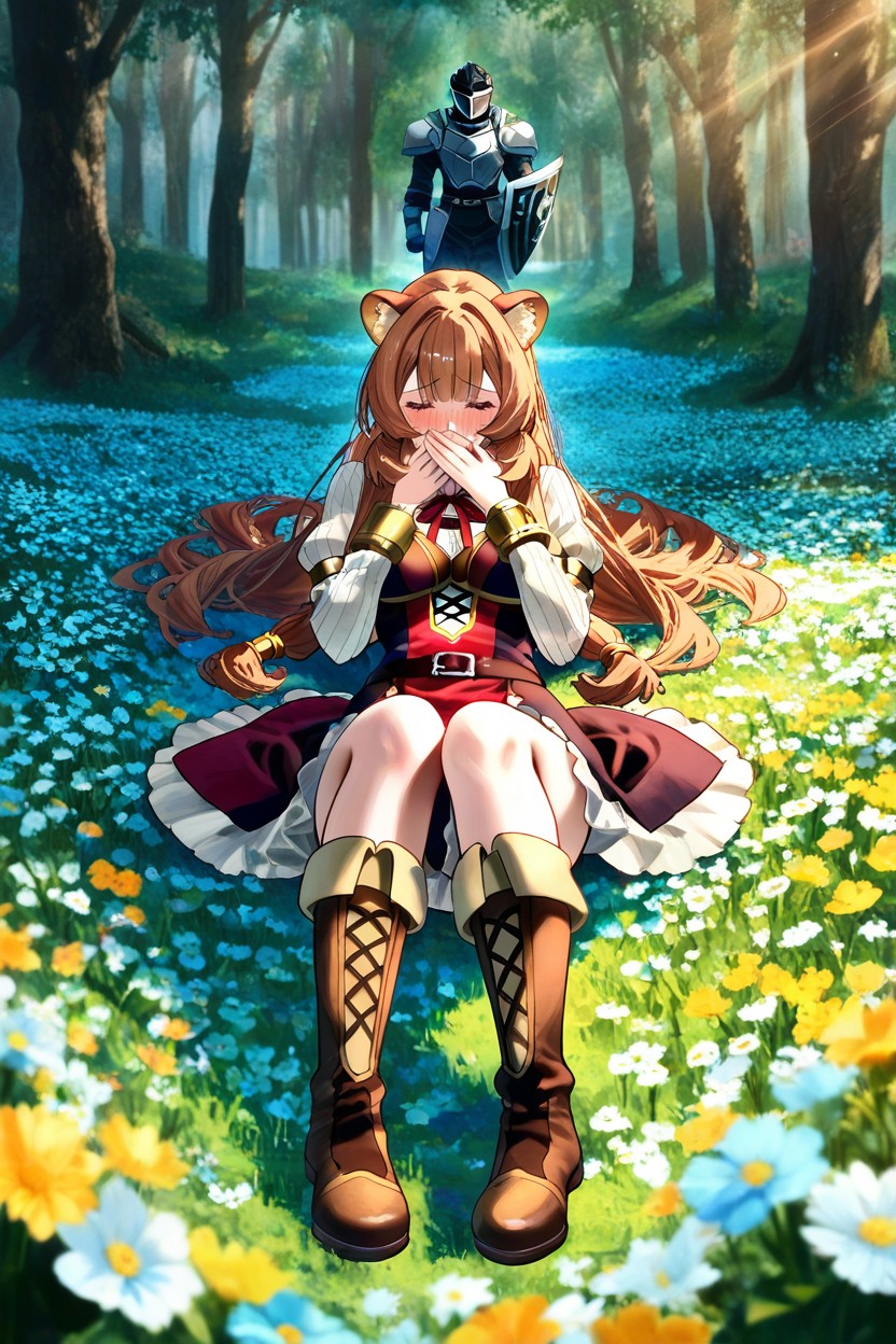 Hands Over Face, On Her Knees, 25+ Hentai AI Porn