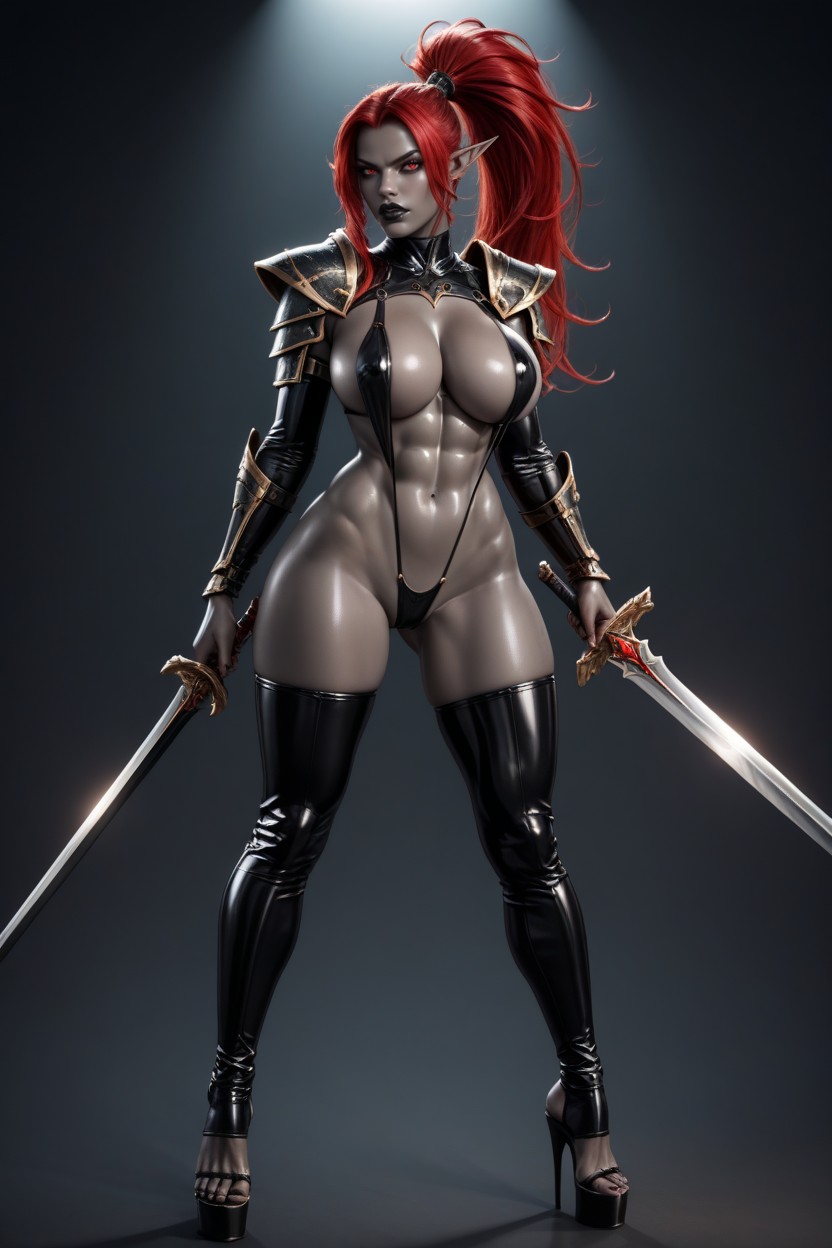 Spiked Armor, Wide Hips, Oiled Skin Hentai AI Porn