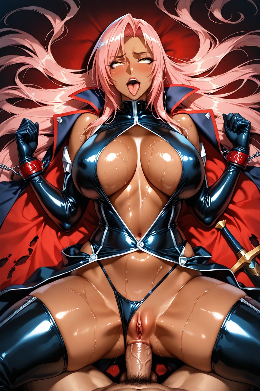 Front View, Medium Breast, Flowing Cape Or Mantle Drapes Over Her Shoulders And Back Hentai AI Porn