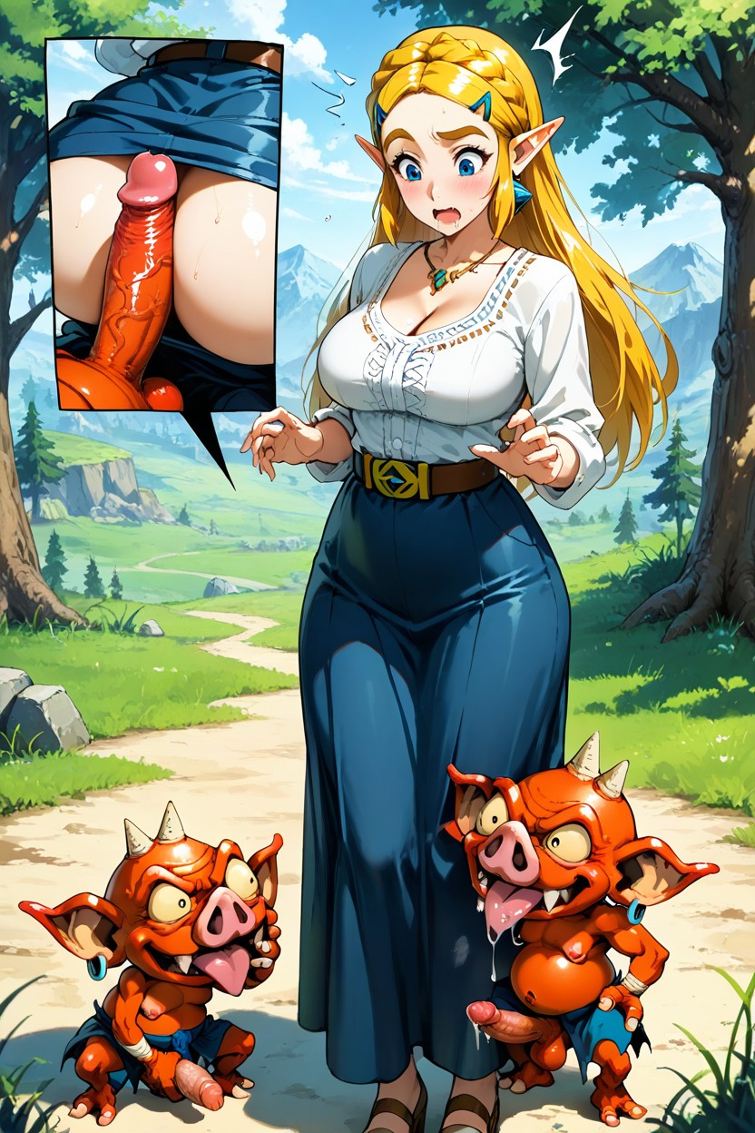 Female Drooling, Rounded Breast, Zelda Hentai AI Porn