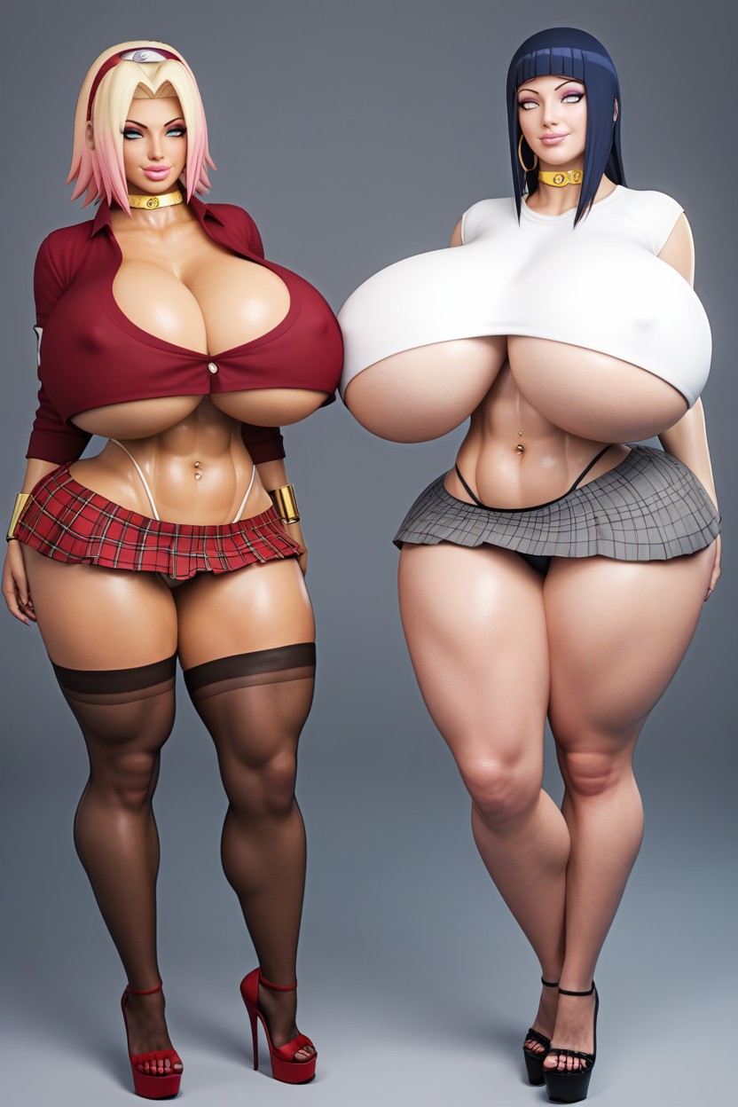 Micro Skirt, High Heels, Hyper Breasts Hentai AI Porn