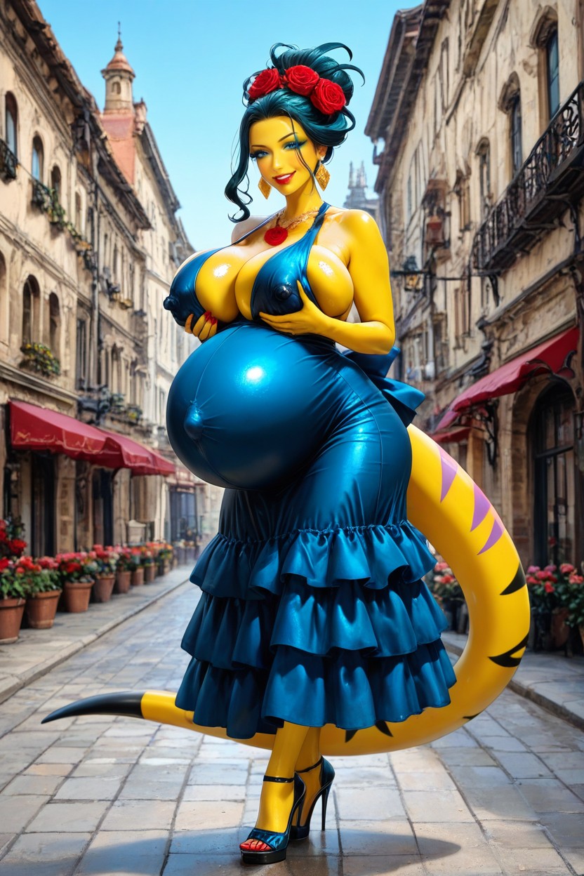 Happy, Hyper Pregnant Belly, Sideboob Hentai AI Porn