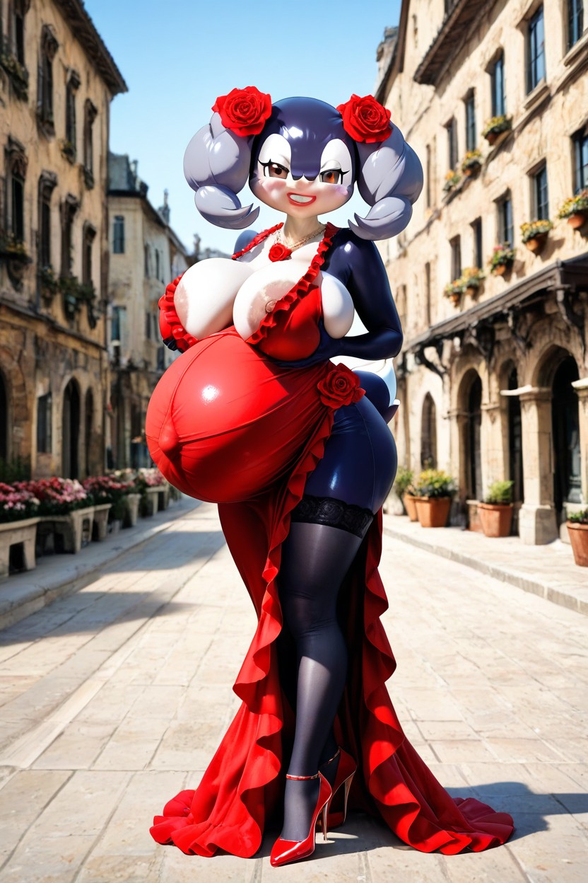 Red Lipstick, Model, Full View Hentai AI Porn