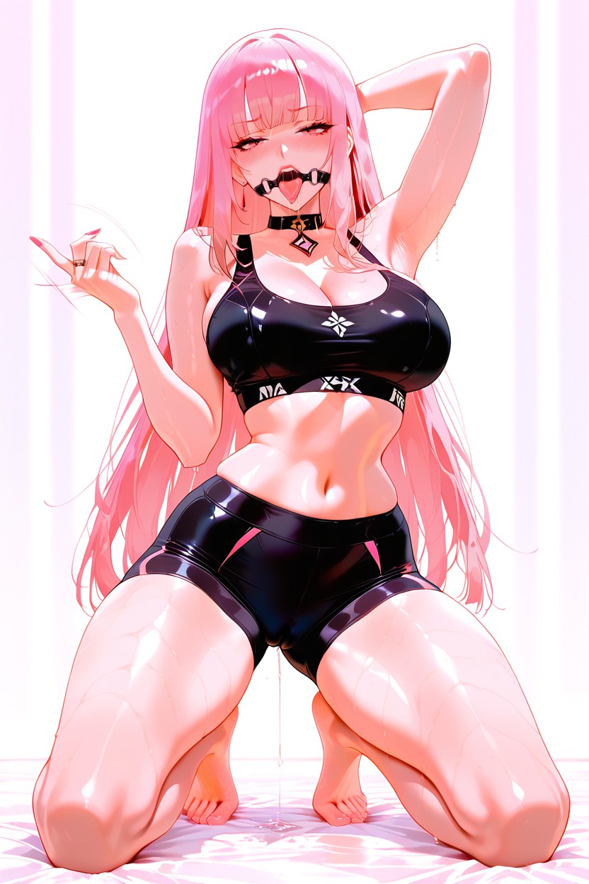 Navel Exposed, Kneeling, Barefoot Hentai AI Porn