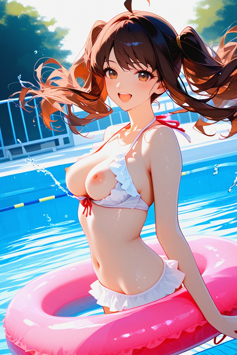 Twintails, Looking At Viewer, Wispy Hair Bangs Hentai IA