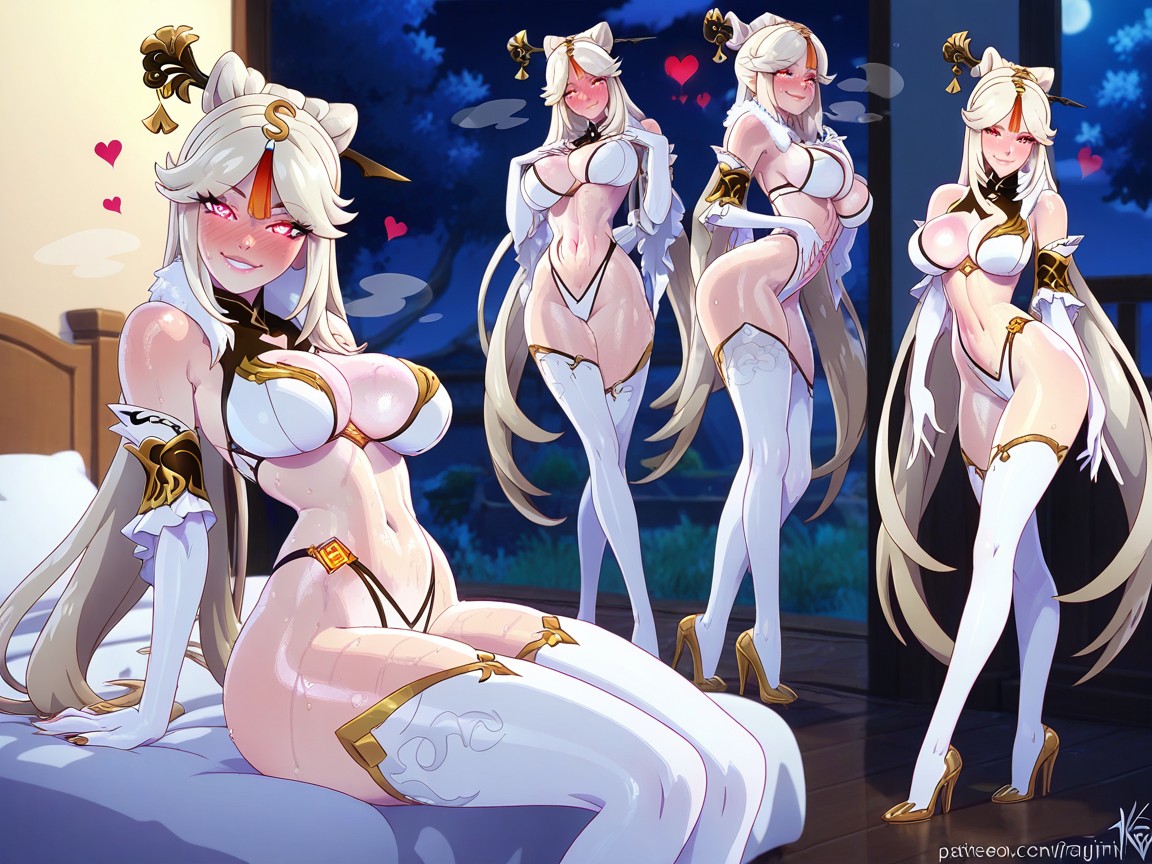 Extremely Long Legs, Contoured Stomach, Distinct Heart Eyes Hentai AI Porn